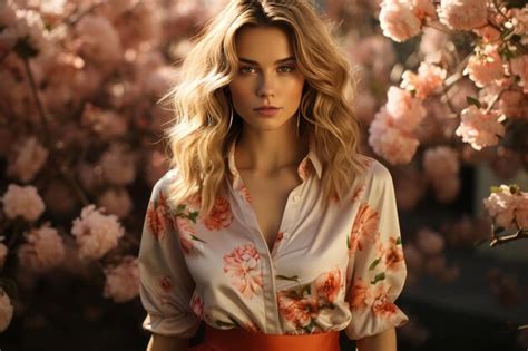 Premium AI Image Stylish European Brunette Woman Posing