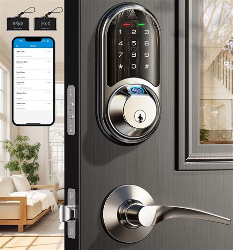 Veise Smart Locks For Front Door, 2 Lever Handles, Fingerprint Keyless