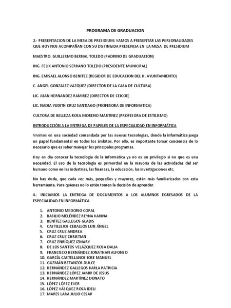 Programa De Graduacion Pdf