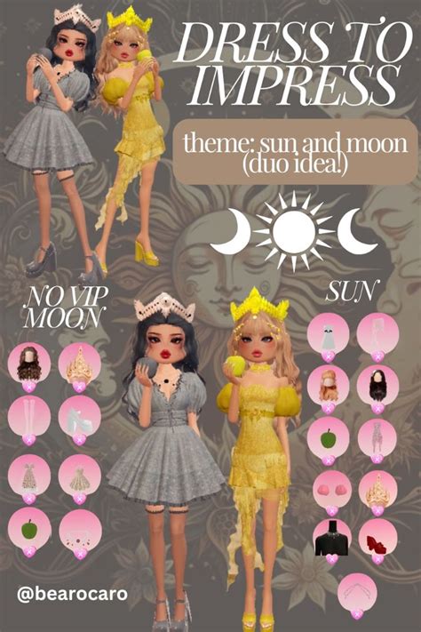 Dress To Impress Sun And Moon Theme No Vip Outfit Hack Duo Idea In