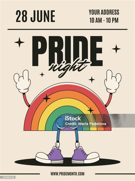 Pride Party Invitation Template Rainbow Of Lgbt Colors In Trendy Retro