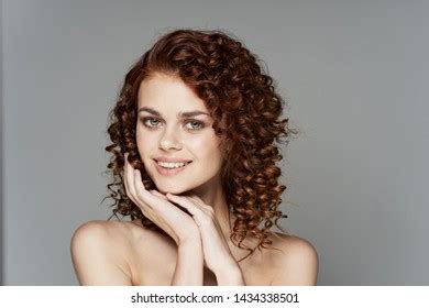 Beautiful Woman Naked Shoulders Curly Hair Stock Photo Edit Now