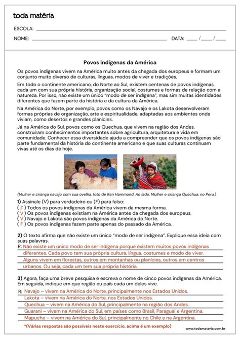 Exercicios Sobre Os Povos Ndongo 4 Ao - Atividades sobre os povos indígenas das Américas (para imprimir) - Toda ...