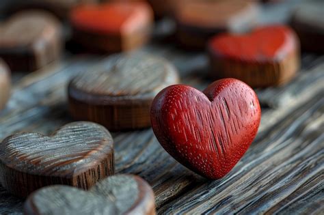 Premium Photo A Red Heart Sitting On Top Of A Wooden Table