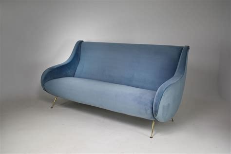 1950's Italian Velvet Restored Sofa For Sale at 1stDibs