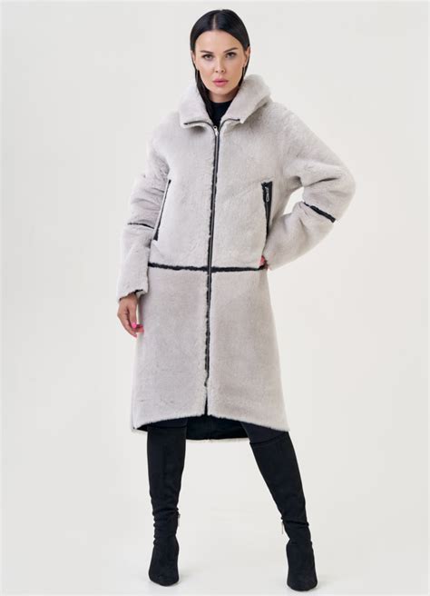 Двухсторонняя женская дубленка с капюшоном 23192 (чёрный) купить в ...