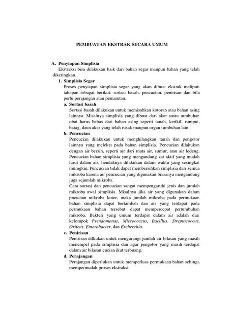 pembuatan ekstrak secara umum