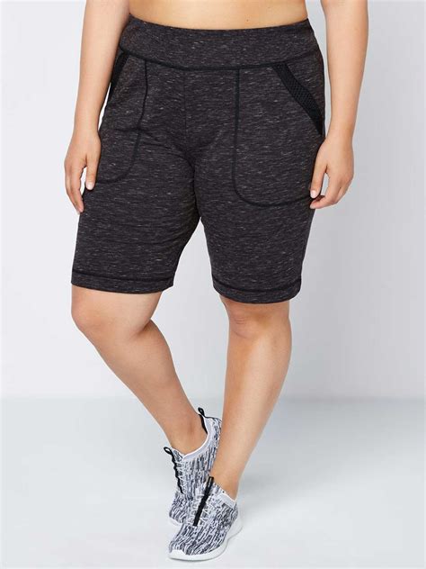 Plus Size Bermuda Short With Mesh Athleisure Penningtons