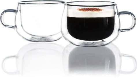 kitchenexus glass espresso cups set   oz double wall thermo
