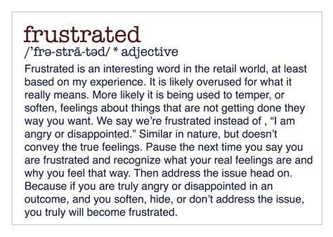 Leadership Word of the Week: Frustrated — Effective Retail Leader