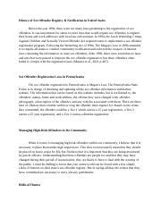 Discussion Docx History Of Sex Offender Registry Notification In United States Before The