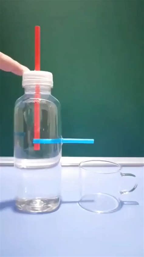 Using Physics To Make Straws In A Plastic Bottle Pour Water Into A Cup
