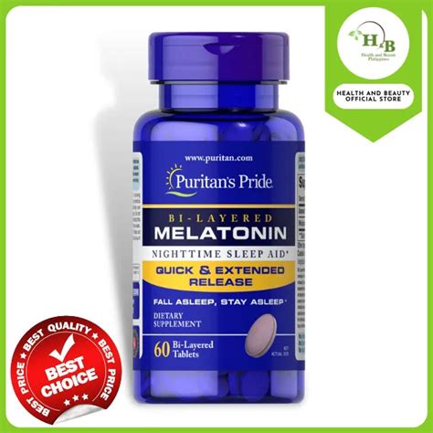 Puritans Pride Melatonin Bi Layered Quick And Extended Release Sleep 60
