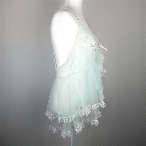 Vintage S S Lingerie Aqua Blue BABYDOLL Sheer Chi Gem