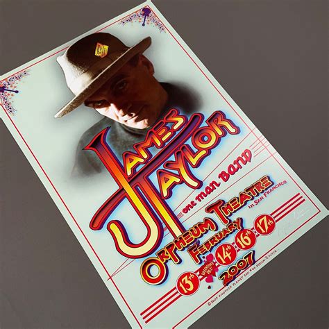 Signed Concert Poster James Taylor At The Orpheum Theatre Signed By