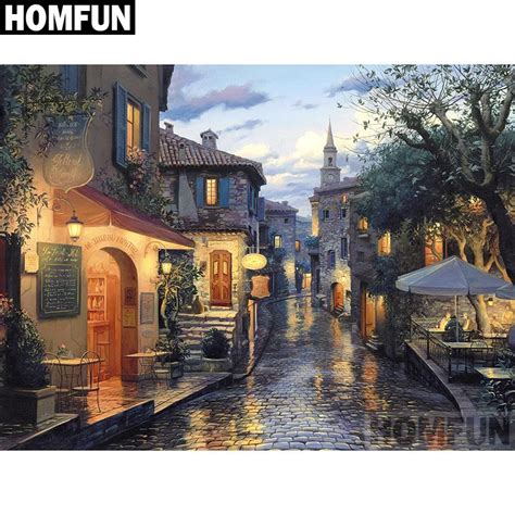 Homfun Quadrado Completo Broca Redonda 5d Diy Pintura Diamante Paisagem