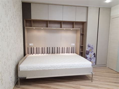 Шкаф с горизонтальной откидной кроватью 85 фото