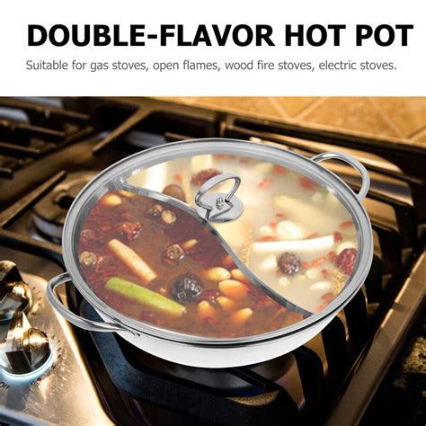 Hot Pot Set Fondue Sets Hot Pot Pan Double Handle Hotpot Pot For