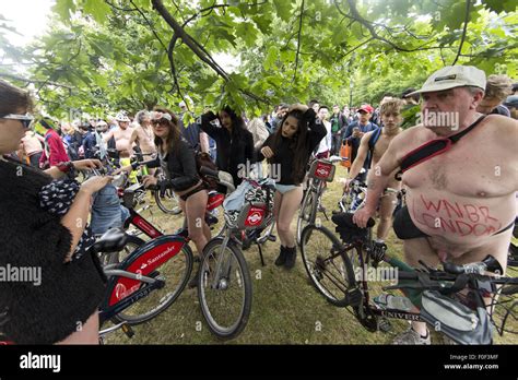 World Naked Bike Ride In London Beginning In Hyde Park Featuring Atmosphere Where London