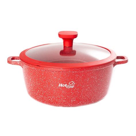 Olla Ultra Antiadherente Marmoleado Alto Tapa 24 Cm Hot Spot