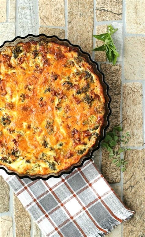 easy crustless bacon quiche broccoli cheddar quiche recipe