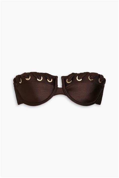 ZIMMERMANN Eyelet Embellished Underwired Bandeau Bikini Top THE OUTNET