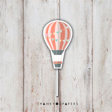 Hot Air Balloon Cupcake Topper Up Up And Away Party Space Etsy