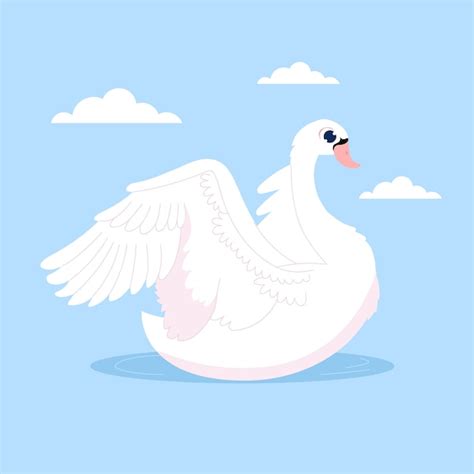 Ilustración de cisne de dibujos animados dibujados a mano Vector Gratis