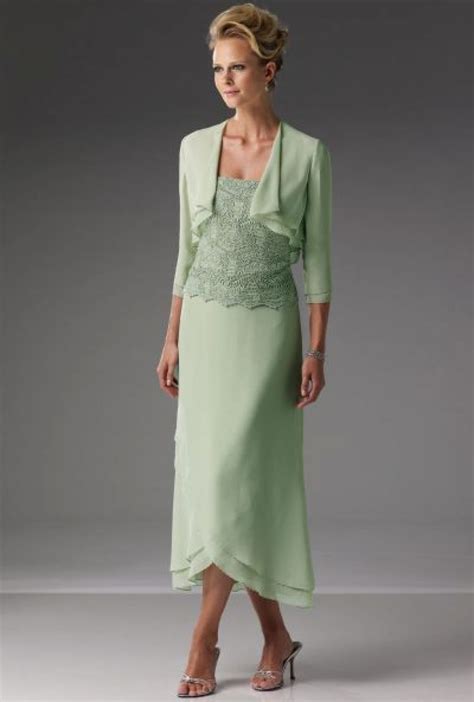 Green Colors Tea Length Mother Of Bride Dress Wedding Party Themes