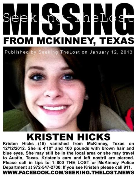 Kristen Hicks Missing Persons Faith In Humanity Amber Alert