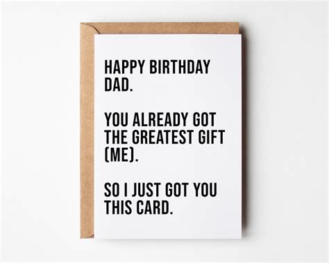 Funny Dad Birthday Card From Daughter Son Greatest Gift Card Happy ...