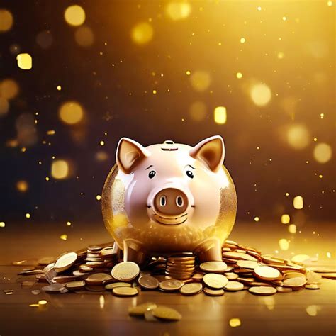 Premium Photo Piggy Bank And Gold Coins On Dark Gold Background