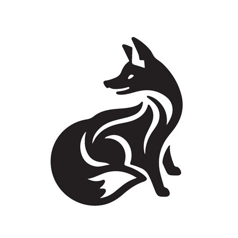 black  white fox logo  vector art  vecteezy