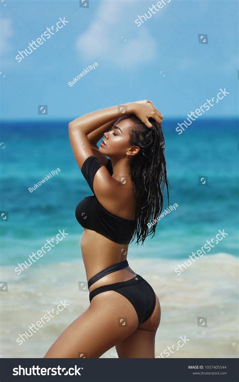 Beautiful Sexy Woman Bikini Posing On Stock Photo 1057405544 Shutterstock