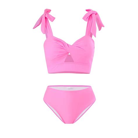 UTSJKR Women S Cutout Two Piece Bikini Set Twist Front Tie Shoulder Swimwear High Cut Swimsuit