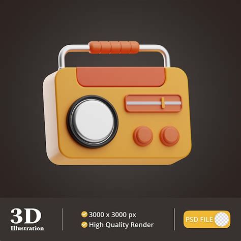 premium psd  object radio illustration