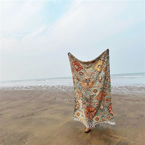 Vintage Throw Boho Persian Blanket Turkish Handloom Cotton Distressed