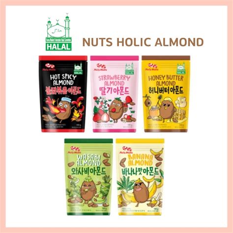 Halal Nuts Holic Korean Seasoning Almond Snack Series G Honey Butter Hot Spicy