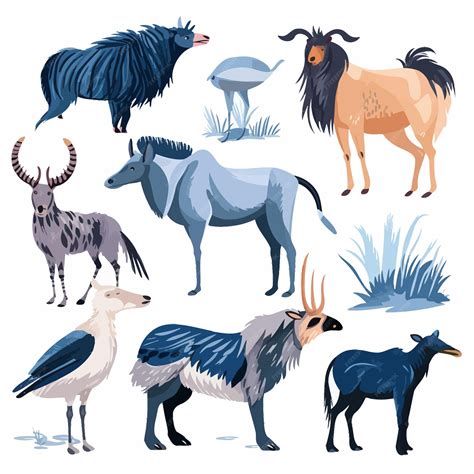 Premium Vector Extinct Species Wild Mammal Animals And Birds