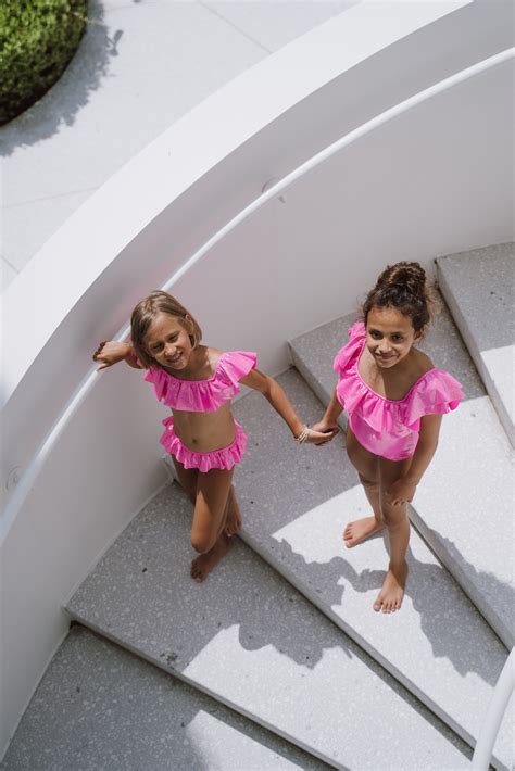 Cloe Glitter Neon Pink Two Pieces Bikini Swimwear My Trendy Room