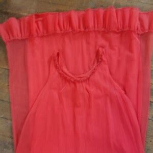 Vintage S French Maid Red Sheer Overlay Nylon Slip Nightgown Lingerie Long Nightie Etsy
