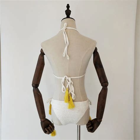 Swimsuit Crochet Thong Bikini Custom Hollow Out Bandage Swimwear