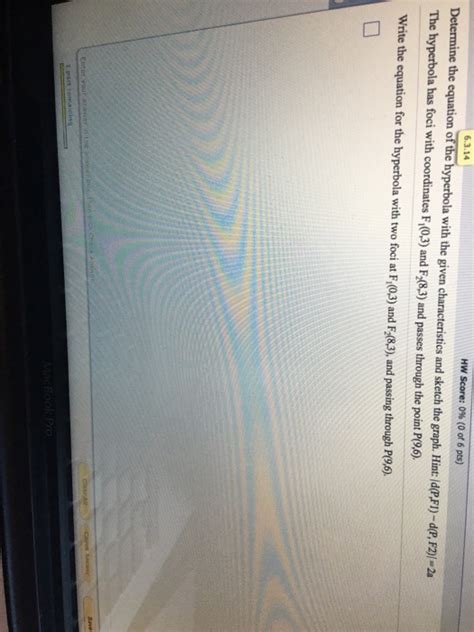 Solved Determine the equation of the hyperbola with the | Chegg.com