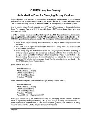 Fillable Online Cahps Hospice Survey Authorization Form For Changing