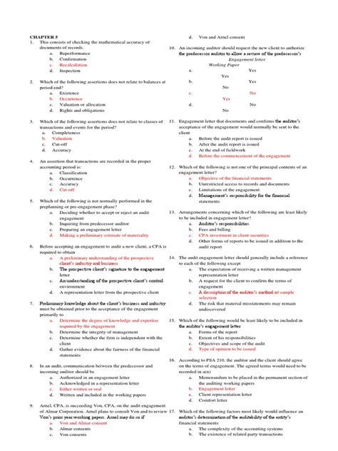 Chapter 5 Auditing Theory Mcqs By Salosagcol With Answers Pdf