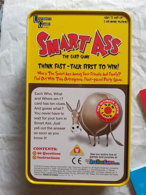 Smart Ass Card Game Tin Box Hobbies Toys Toys Games On Carousell