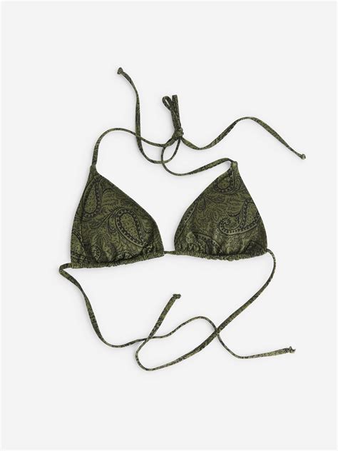 Triangle Bikini Top Green Paisley Women Arket Ww