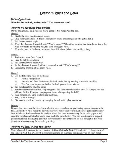 Lesson 1 Rules And Laws