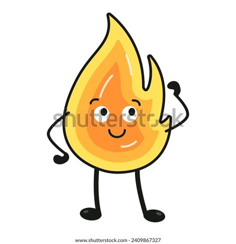 Cartoon Flame Character Cute Flame Character Stock Vector Royalty Free