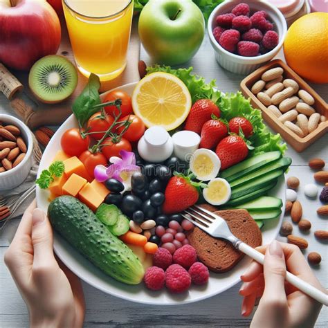 Eating Healthy Consuming Nutritious Foods To Maintain Good Ea Stock